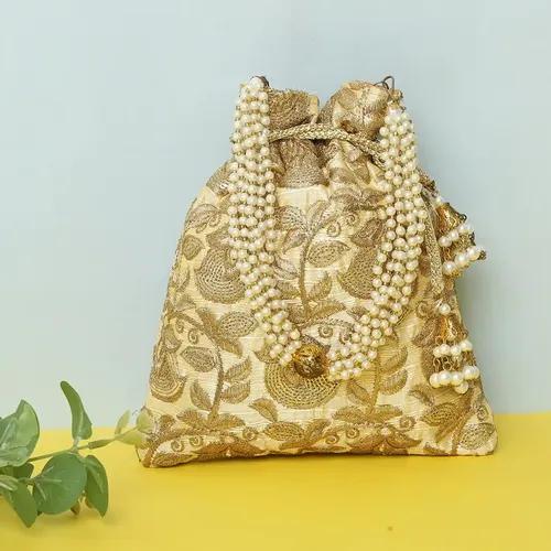 Evening Potli Bag For Women - Golden