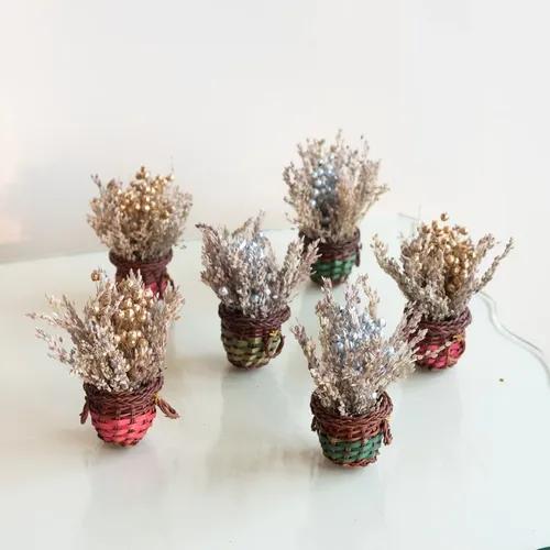 Floral Mini Basket- Gold and Silver (Set of 6)