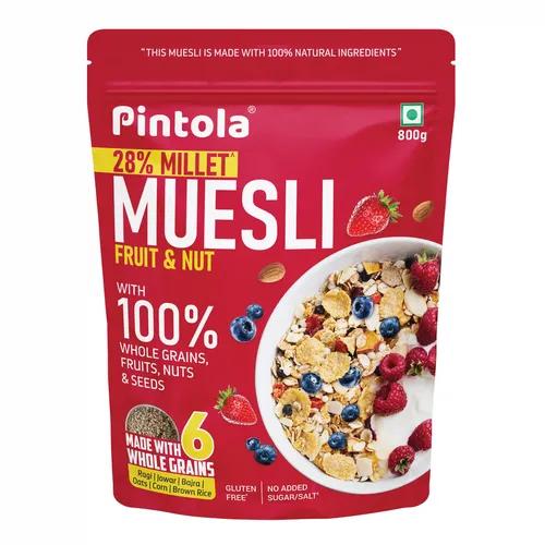 Pintola Fruit & Nut Muesli with 28% Millet & 68% whole grains (800g)