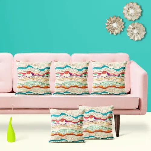 ArtzFolio Waves Drawing | Decorative Cushion Cover for Bedroom & Living Room | Cotton Canvas Fabric | 12 x 12 inch (30 x 30 cms); Single Piece