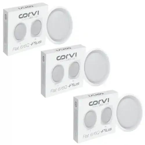 COrVI Led Flat 6 Round, 15Watt (Easy White) Pack of 3