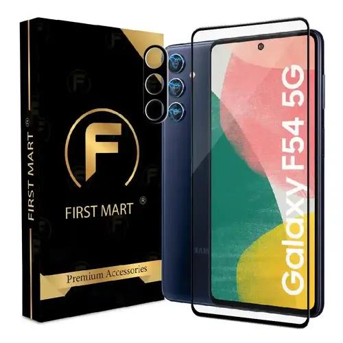 FIRST MART Tempered Glass and Camera Lens for Samsung Galaxy F54 5G with Edge to Edge Screen Coverage and Easy Installation | Black