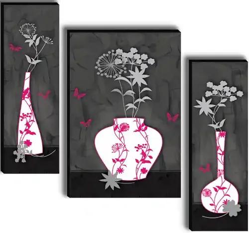 Framed Flower Vase Wall Painting for Home Decor - Pattern 180