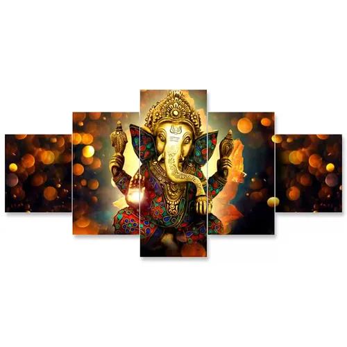 Ganesh Ji Wall Painting For Home Decoration Pack of 5 (119.5 x 60 Cm)- Pattern 133