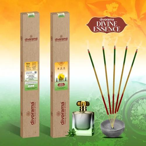 DivoRama Premium Divine Essence Incense Sticks–Deep Sweet Perfume & Belpatra Fragrance-19" long-lasting Aroma Agarbatti to fill every corner with a Spiritual Vibe this Festive Season–8 Sticks/Pack