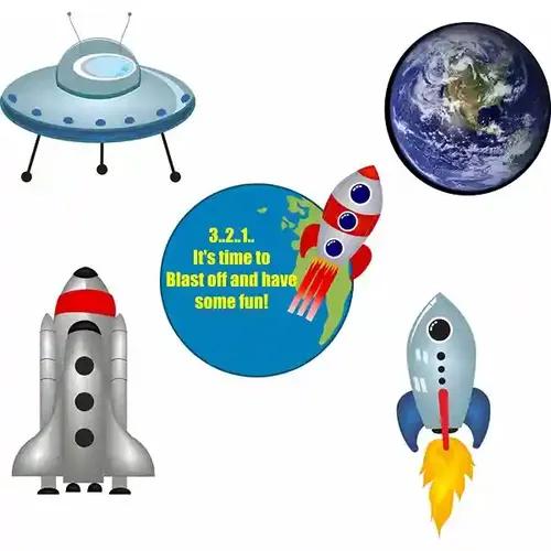 Space Birthday Theme Posters Pack