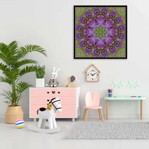 ArtzFolio Purple Floral Mandala D1 | Premium Canvas Painting for Bedroom & Living Room | Black Wood Frame | 16 x 16 inch (41 x 41 cms)