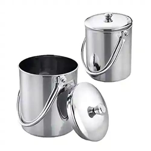 Jvl Stainless Steel Mirror Finish Bottom With Steel Lid - Set of 2 (1.25 L, 1.70 L)