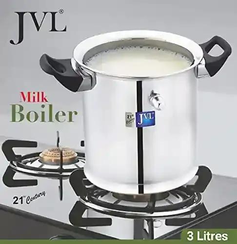 JVL MB-3 Double Bakelite Handle Stainless Steel Double Wall Milk Boiler Storage - 3 Litre