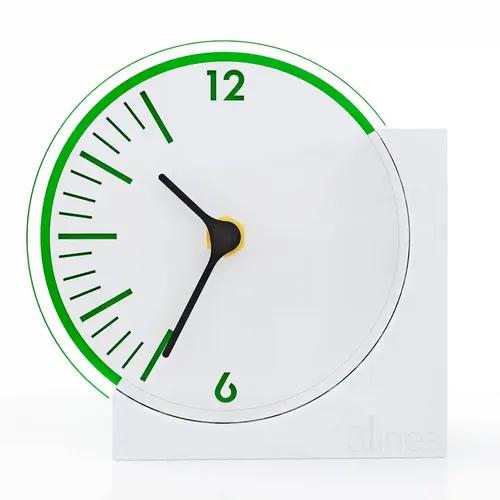 3 Lines Acrylic Squircle Table Clock with Unique Design | Size 11 X 11 cm | Stylish Timepiece for Home and Office Dcor | Analog | Size Small | Color Green