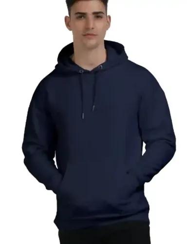 Everyday Essentials - Unisex Oversized Plain hooded sweatshirt hoodie - Navy Blue - S