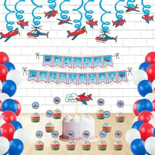 Untumble Aeroplane Theme Birthday Party Decoration Swirls Kit