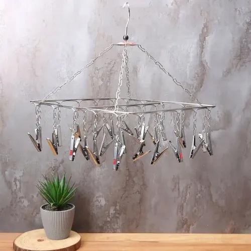 HAZEL Cloth Hanger with 24 Clips and Stainless Steel Clip