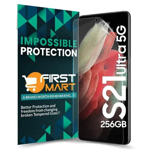 FIRST MART Screen Protector for Samsung Galaxy S21 Ultra 5G - Nano Fiber Unbreakable Membrane Case Friendly Full Edge to Edge Screen Coverage & Installation Kit (Crystal Clear)